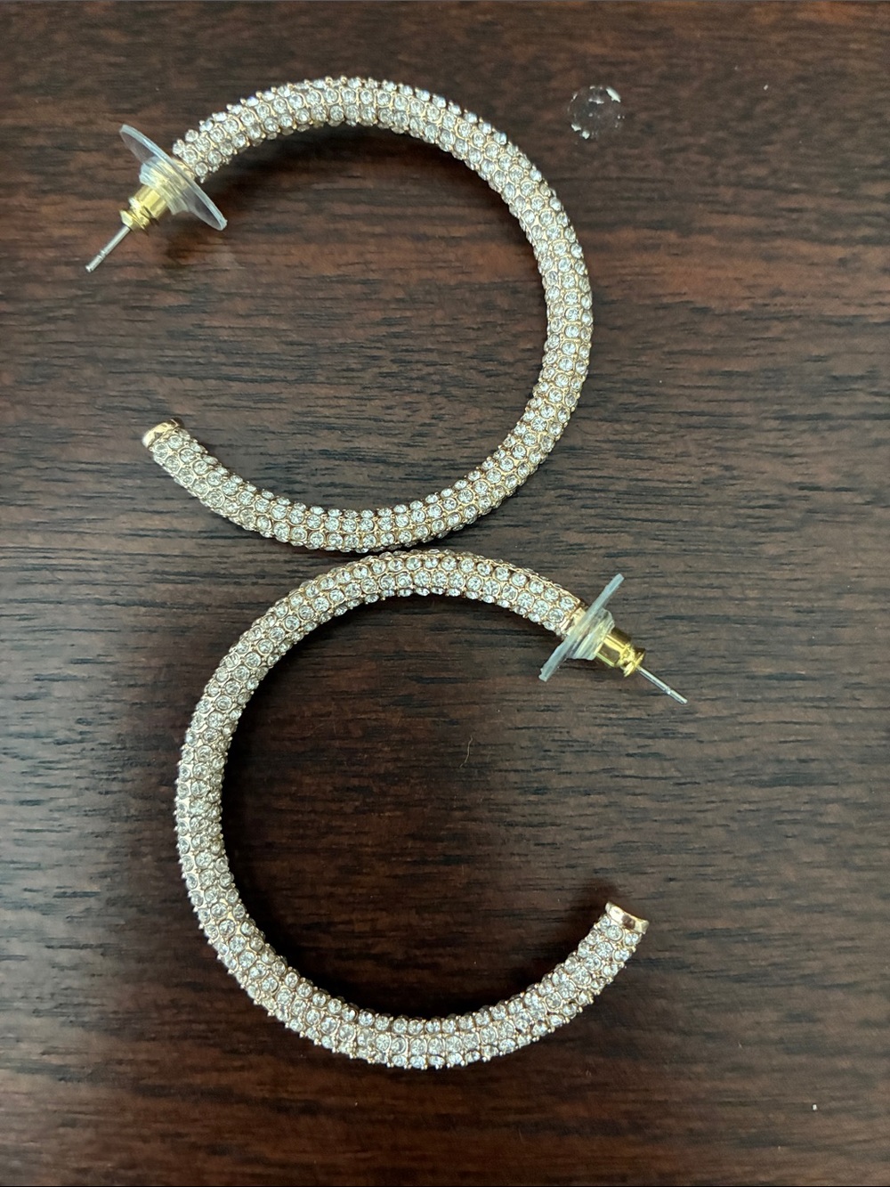 Pavé Crystal Hoop Earrings Gold Tone - Picture 3 of 4